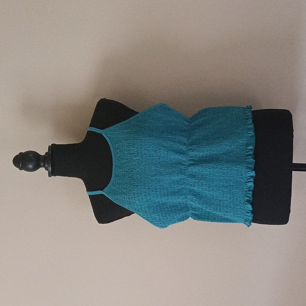 NWOT SO Good For Life Turquoise Smocked Racer Back Tank XXL